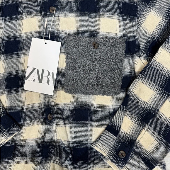 Zara Kids Plaid Shirt - Black and Cream - Picture 3 of 5